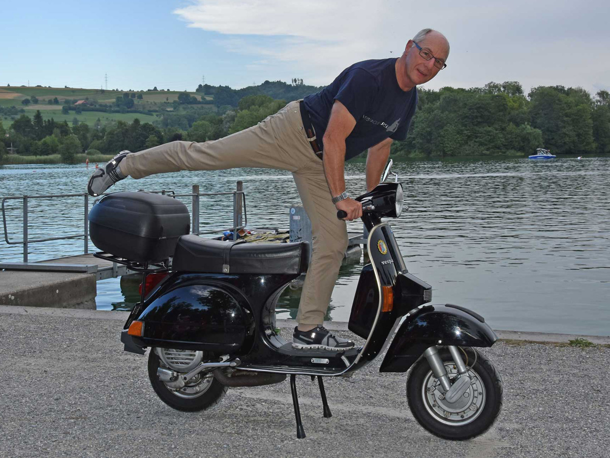 Kurt auf seiner Vespa, PX125E, Jahrgang 1986